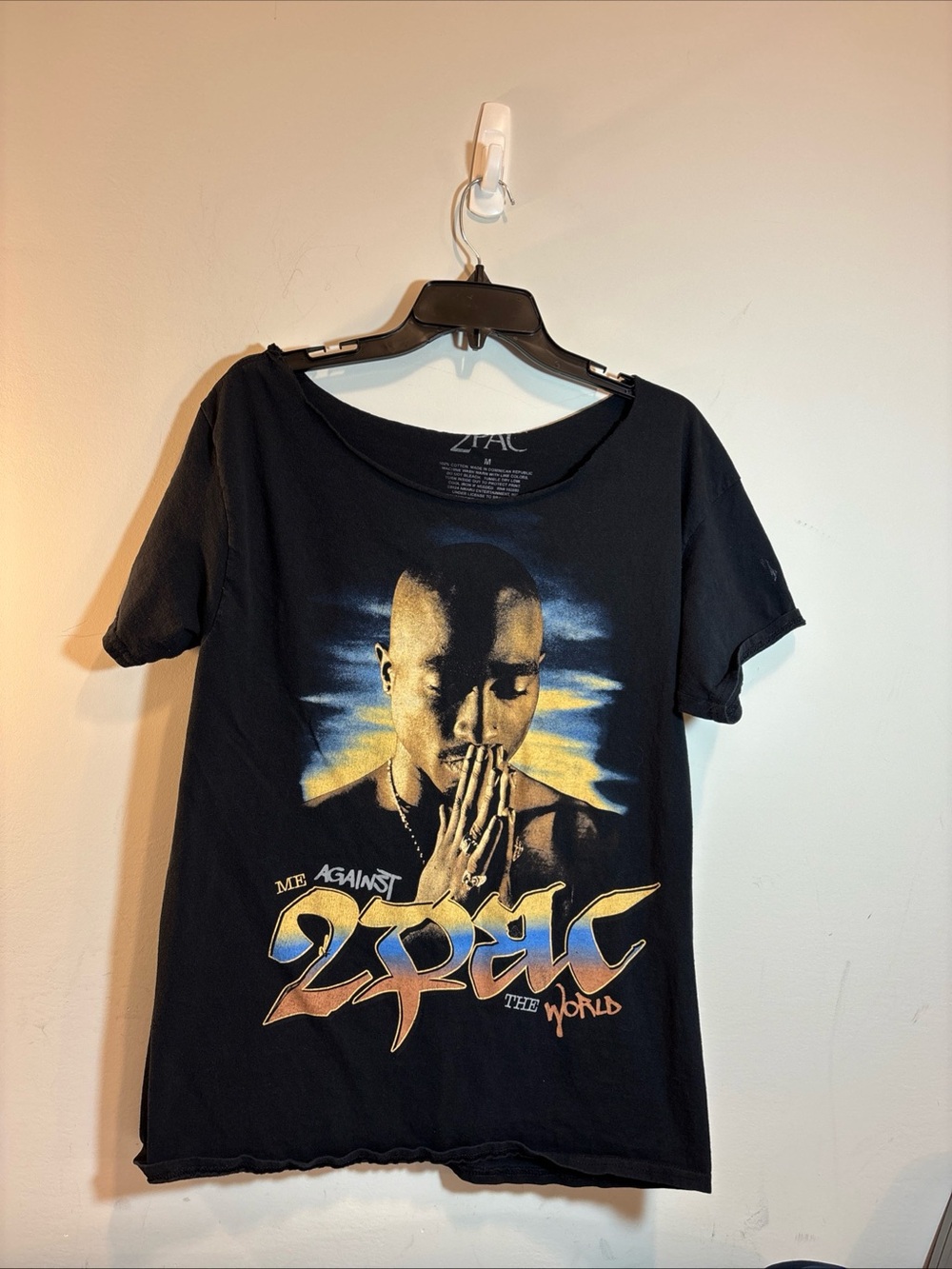2Pac Graphic Tee with Yellow & Blue Print. 665